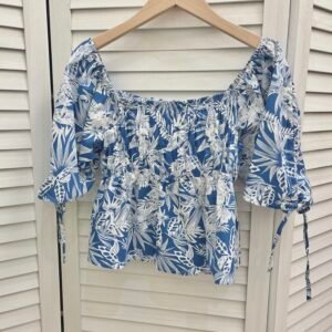 MONAI FLORAL TOP 莫奈女神方领上衣