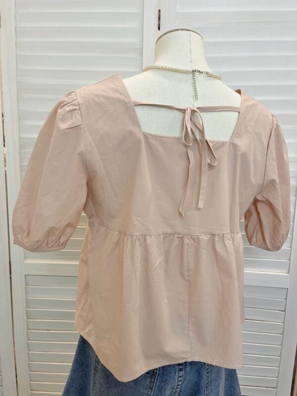 SQUARE NECK PUFF SLEEVED BLOUSE 绑带娃娃衫