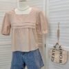 SQUARE NECK PUFF SLEEVED BLOUSE 绑带娃娃衫