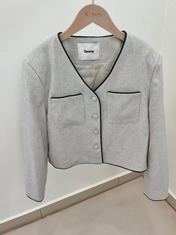 ROUND BUTTON BLAZER [GREY] 亚麻灰休闲西装外套
