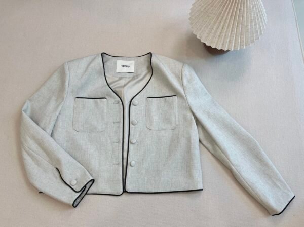 ROUND BUTTON BLAZER [GREY] 亚麻灰休闲西装外套