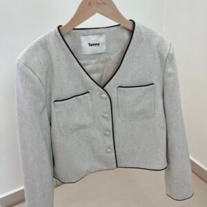 ROUND BUTTON BLAZER [GREY] 亚麻灰休闲西装外套