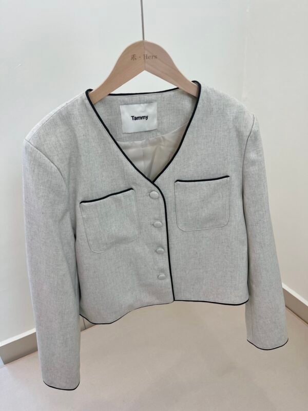 ROUND BUTTON BLAZER [GREY] 亚麻灰休闲西装外套