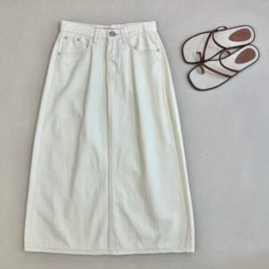 【瑕疵】SOLID COLOR MIDI DENIM SKIRT [BACK SPLIT] 牛仔长半裙[后开叉]