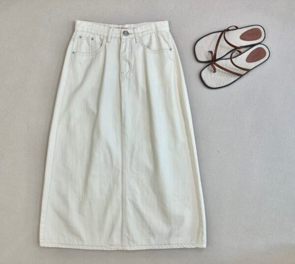 【瑕疵】SOLID COLOR MIDI DENIM SKIRT [BACK SPLIT] 牛仔长半裙[后开叉]