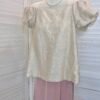 LUXE ILLUSION OFF SHOULDER BLOUSE 小众设计提花短袖上衣