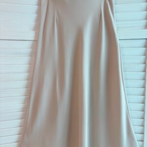 BEIGE ELEGANT SATIN MIDI SKIRT 杏色仿醋酸缎面半身裙