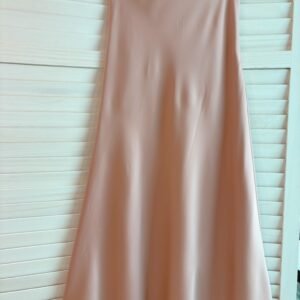 CORAL BLOSSOM ELEGANT SATIN MIDI SKIRT 橘粉色仿醋酸缎面半身裙